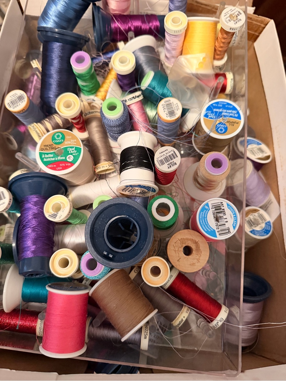 Clear Acrylic Sewing Thread box - Multicolor rolls